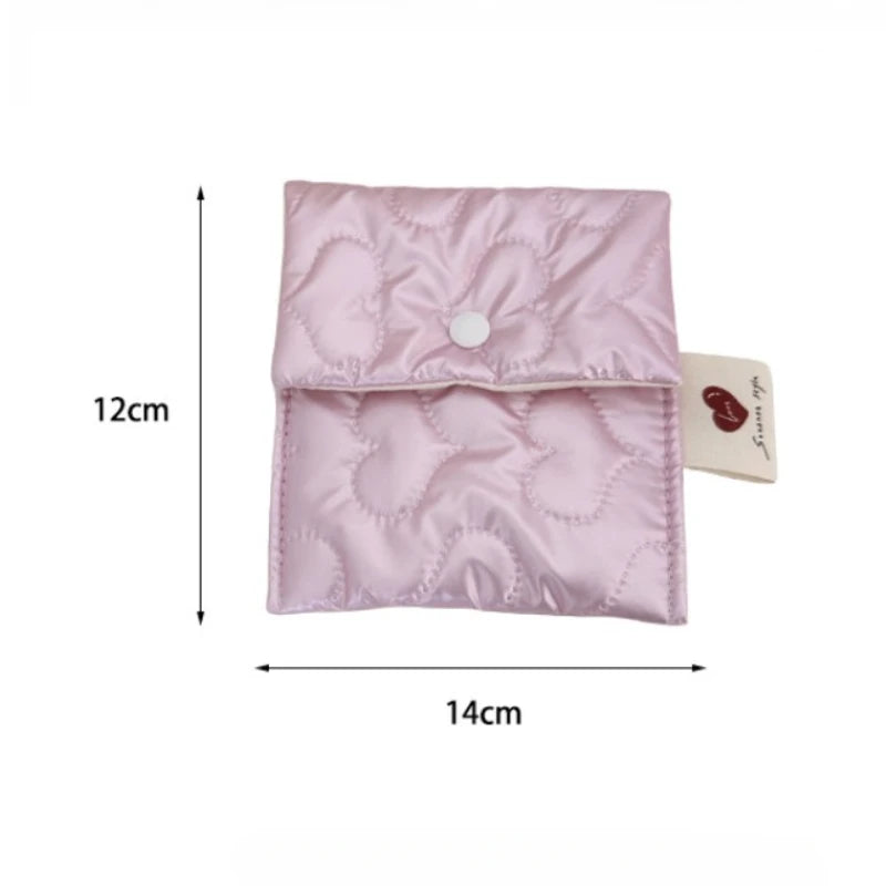 Pink Love Coin Purse Lipstick Bag Sanitary Napkin Storage Bag Pouch Student Coin Purse Jewelry Organizer Credit Card Holder Case