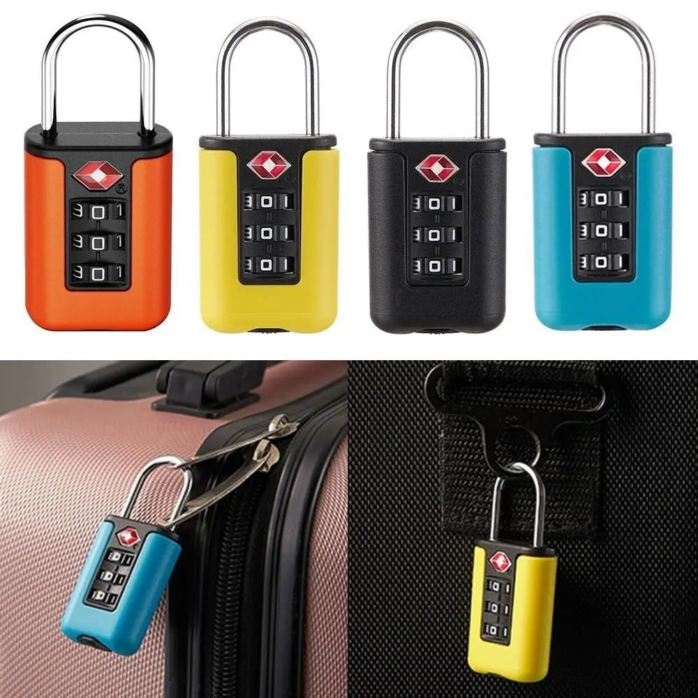 Anti-theft 3 Digit Combination Lock TSA Customs Password Lock Suitcase Luggage Coded Lock Cabinet Lock Contrast Color Padlock