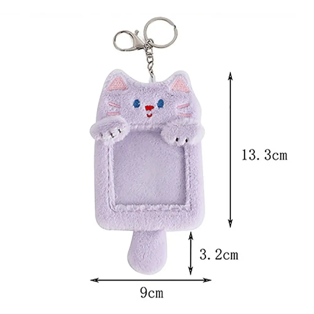 New Cartoon Plush Card Holder Keychain 3 Inch Idol Photo Card Case Photo Card Protective Case Display Holders