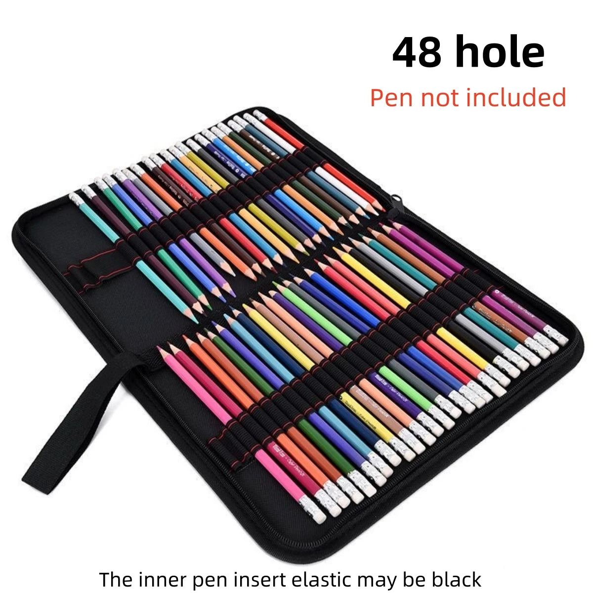 36/48/72 hole pen curtain black folding pencil case Color pencil pen insert Professional painting pencil bag student stationery