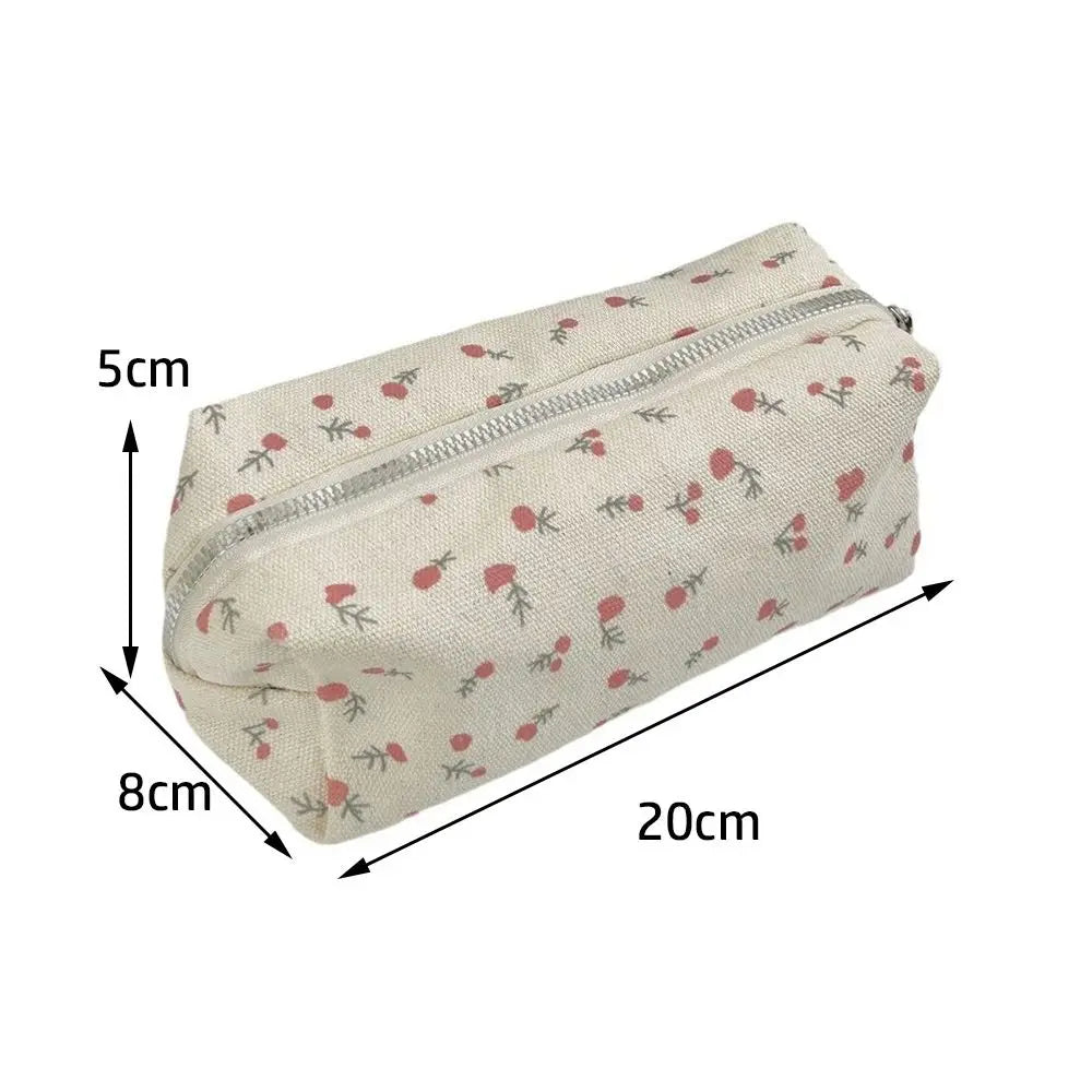 Small Fresh Floral Pen Bag Large Capacity Pencil Case Multifunctional Stationery Storage Bag Student School Organizer Supplies