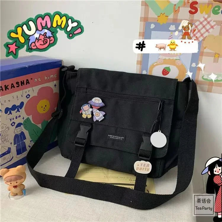 Harajuku Canvas Crossbody Bag for Women and Teens