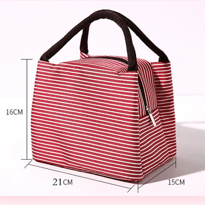 Hot Sale Stripe Women's Kids Lunch Bag Waterproof Insulated Picnic Food Storage Container Thermal Handbag Cooler Bag