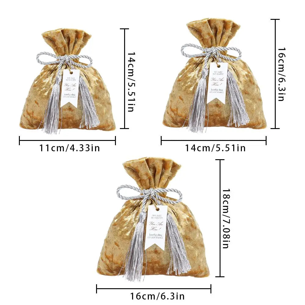 Fashion Velvet Candy Box Gift Bags Portable Velvet Cloth Drawstring Tassel Pocket Wedding Party Candy Pouches