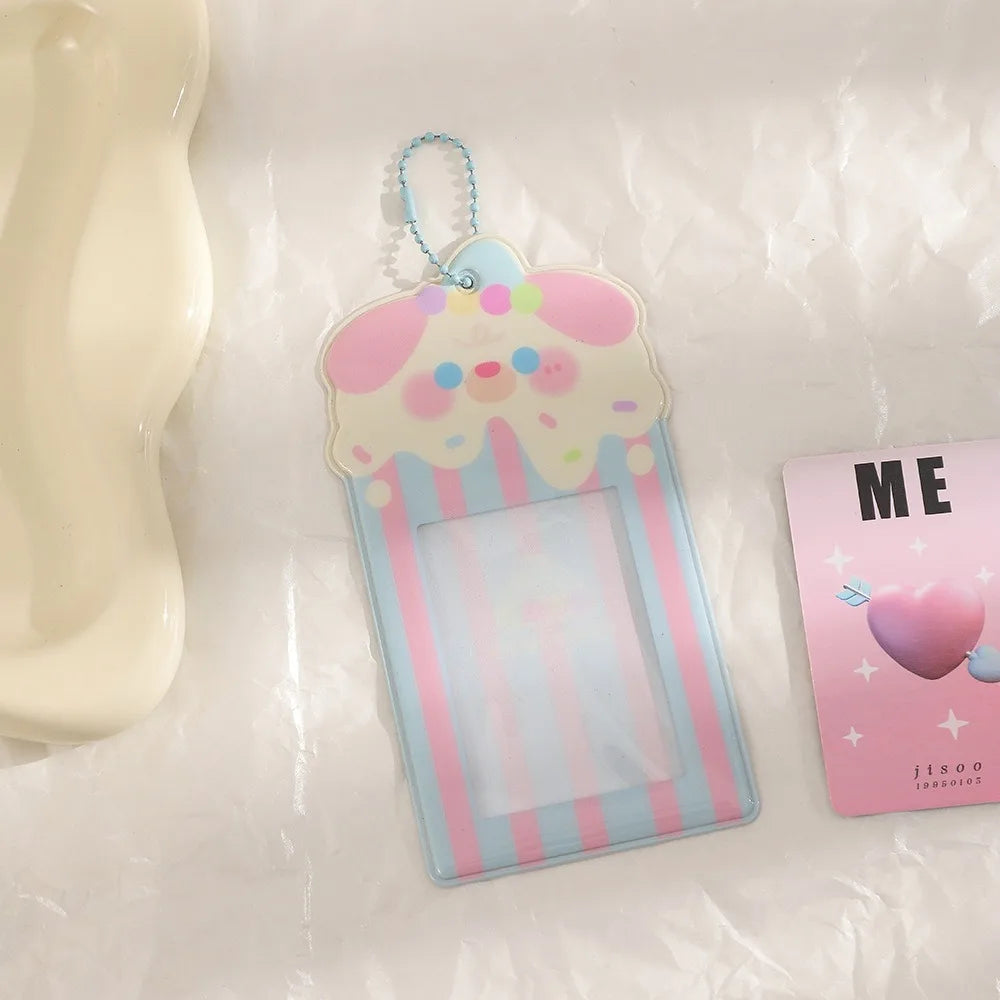 Cute Card Holder PVC Cartoon Photo Card Protective Case Card Display Pendant Card Holder Keychain Organiser's Card