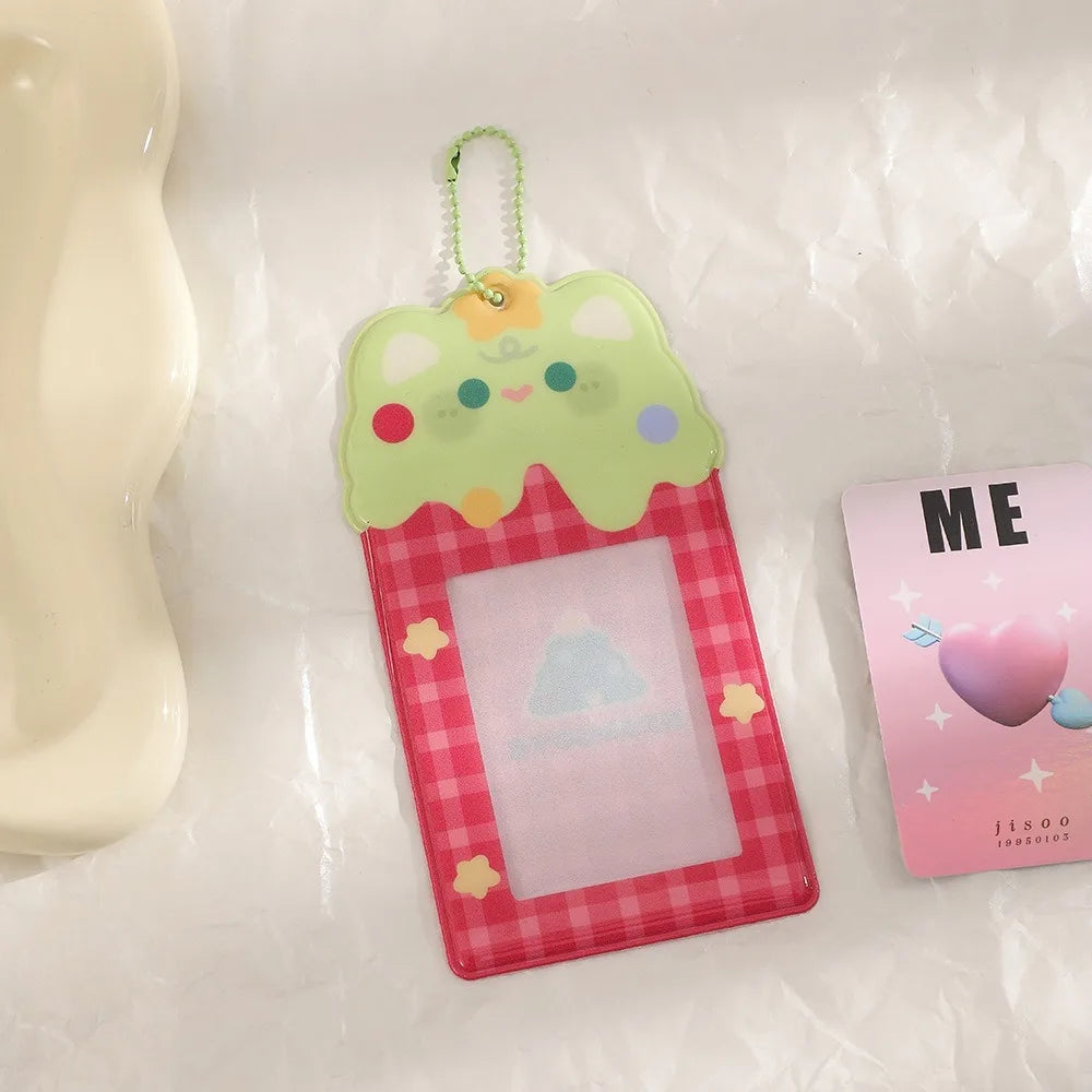 Cute Card Holder PVC Cartoon Photo Card Protective Case Card Display Pendant Card Holder Keychain Organiser's Card