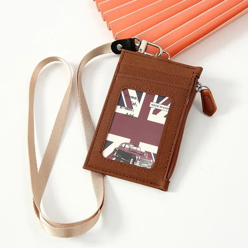 New Black Business Credit Card ID Badge Wallet Pouch Women Men Coin Card Purse Holders Neck Strap Student Bus Card Bags