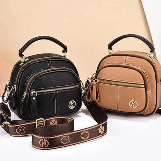 Leather Crossbody Bag Women Multi Compartment Large Capacity Handbag Adjustable Strap