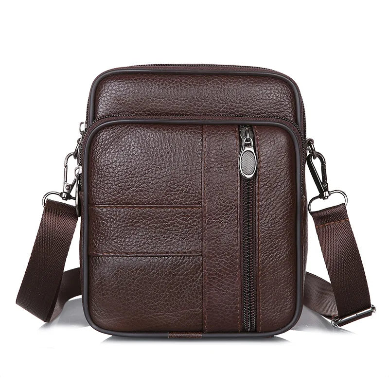 Men's Leather Crossbody Bag Vintage Cowhide Messenger Waistpack