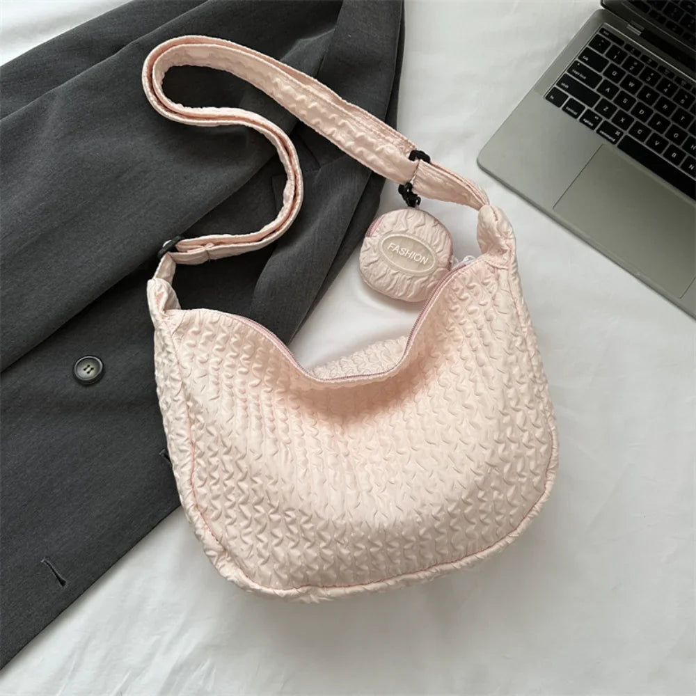 Women's Pleated Shoulder Crossbody Bag - Lightweight Large Capacity Hobo Dumpling Bag