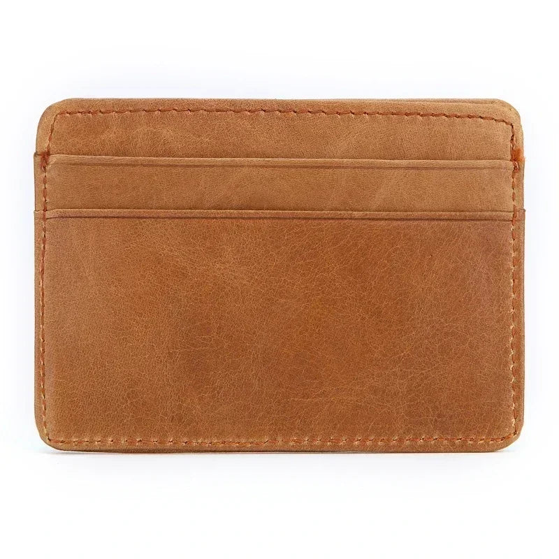 New 100% Cowhide Genuine Leather Thin Vintage Credit Case Mini ID Card Holder Small Purse for Man Slim Men's Wallet Cardholder