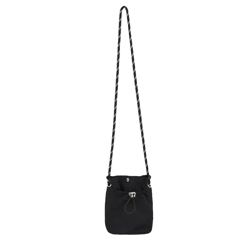 Mini Nylon Crossbody Bag - Unisex Chic Shoulder Bucket Handbag with Drawstring