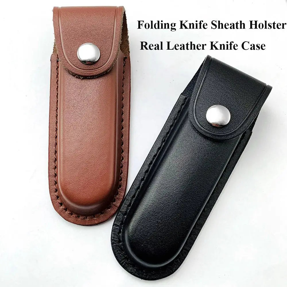 Outdoor Equipment Pocket Hunt Leather Sheath Holder Flashlight Case Camp Outdoor Carry Fold Knife Tool Belt Loop Case