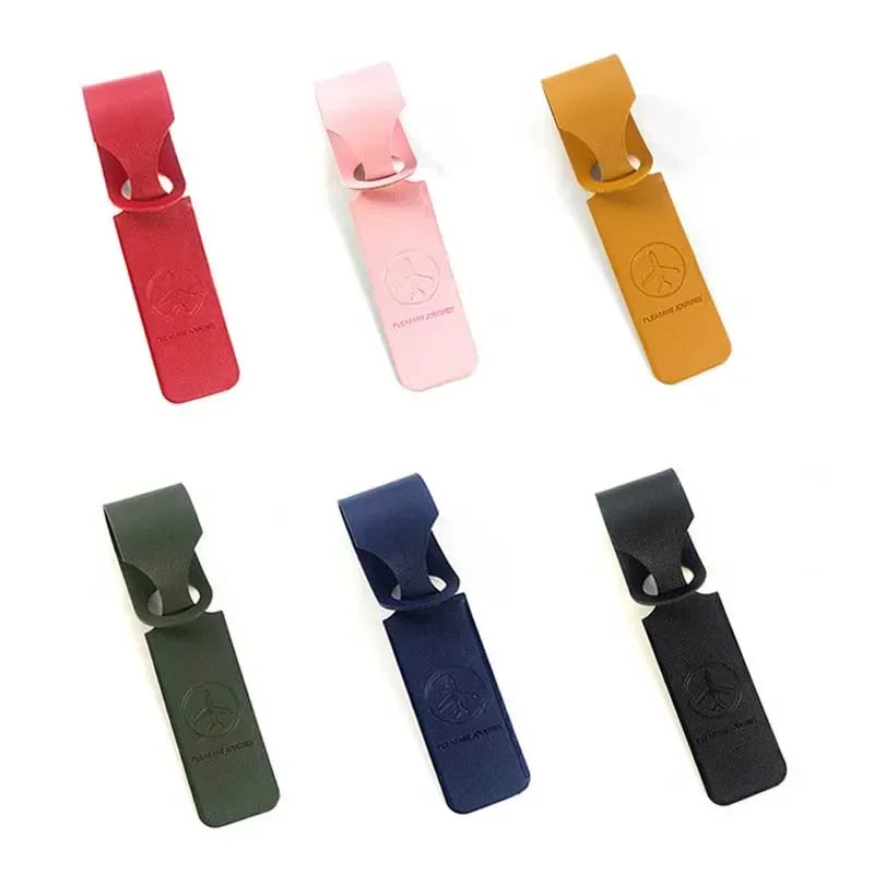 1x PU Leather Luggage Tag Portable Suitcase Identifier Label Baggage Boarding Bag Tag Name ID Address Holder Travel Accessories