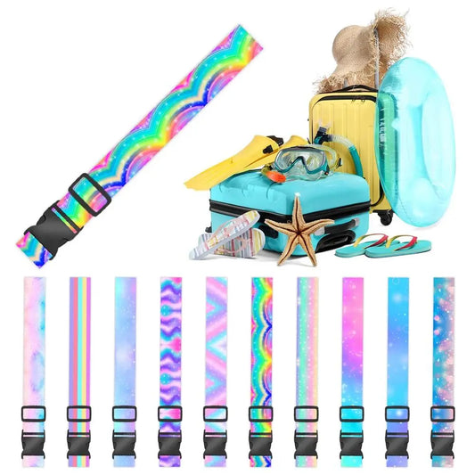 Iridescence Luggage Belts Adjustable Length Reinforce Baggage Bunding Strap Packing Secure Travel Supplies Suitcase Package Tape