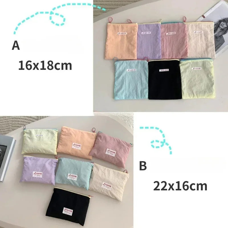 Simple Canvas Cosmetic Bag Clutch Bag Large Makeup Organizer Bags Korean Cosmetic Pouch Women Cute Toiletry Beauty Case