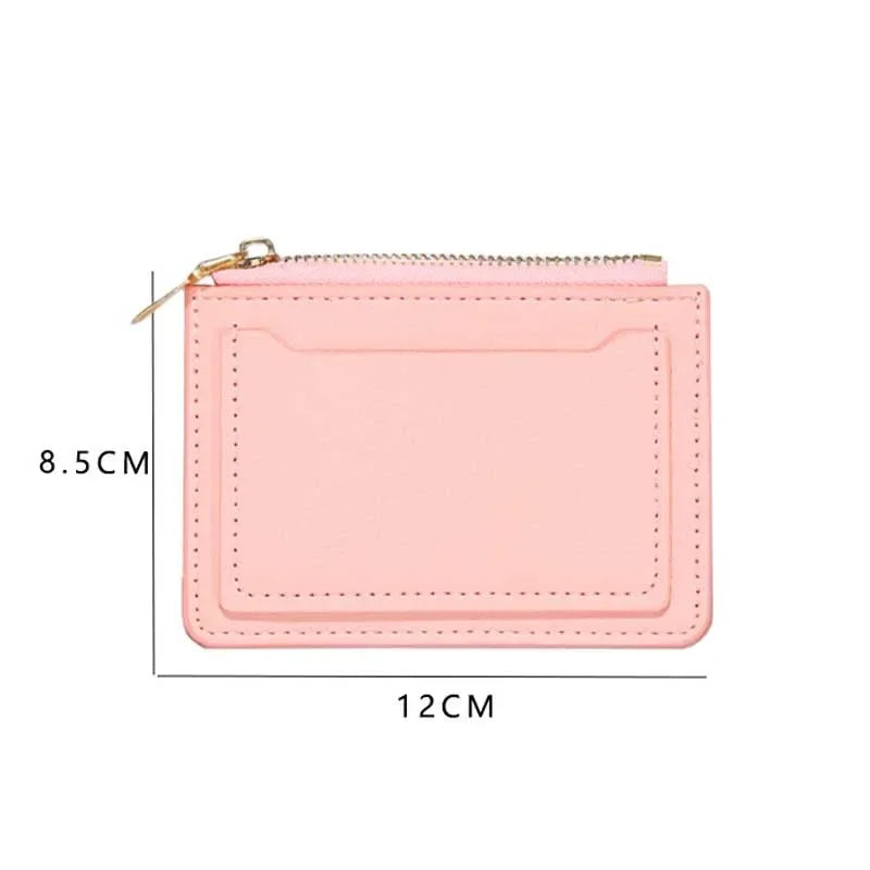 1PC Ultra-Thin Women Men Credit ID Card Holder PU Leather Zipper Fashion Small Wallet Money Bag Case Coin Purse Clip Organizer