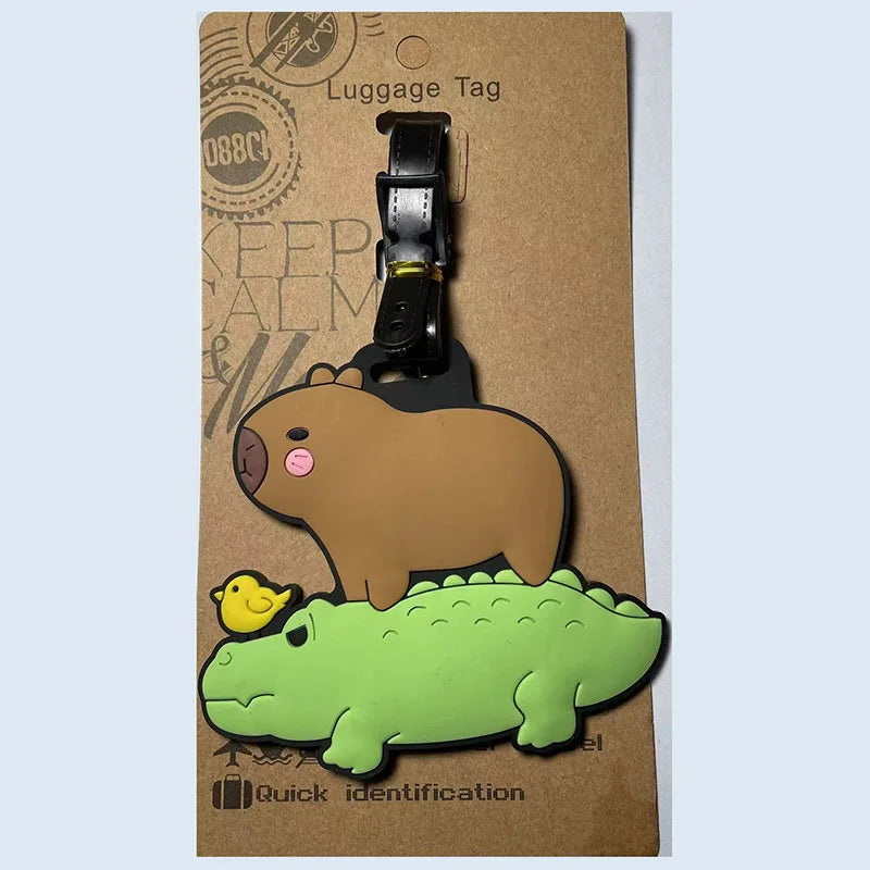 Hot On Sale Cute Capybara Luggage Tag Silica Gel Suitcase ID Addres Holder Women Men Baggage Boarding Tag Portable Label