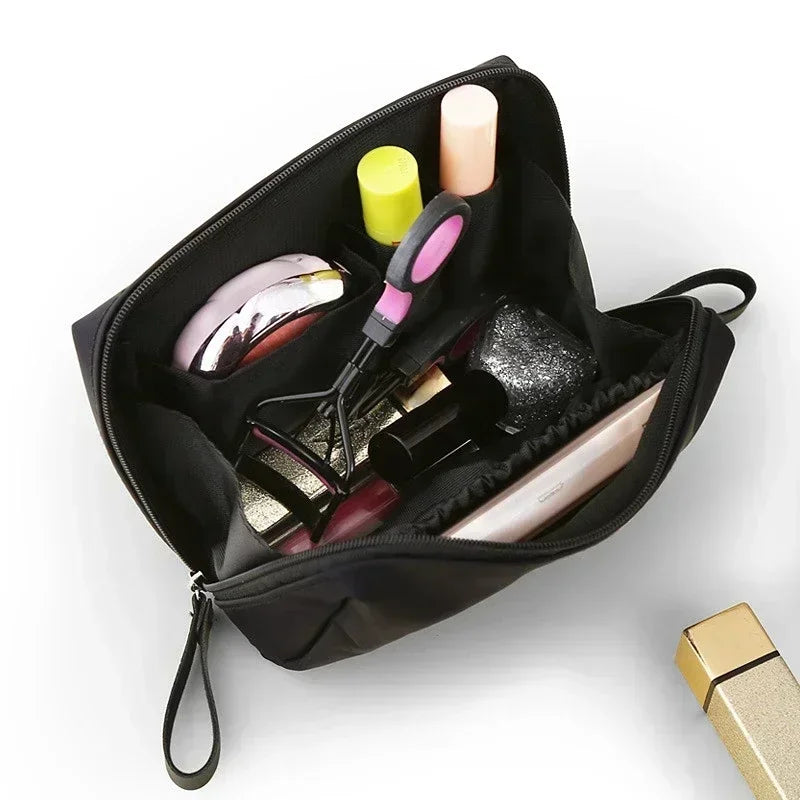 Korean Style Solid Color Cosmetic Bag Portable Makeup Organizer Toiletry Bag Women Waterproof Cosmetic Case