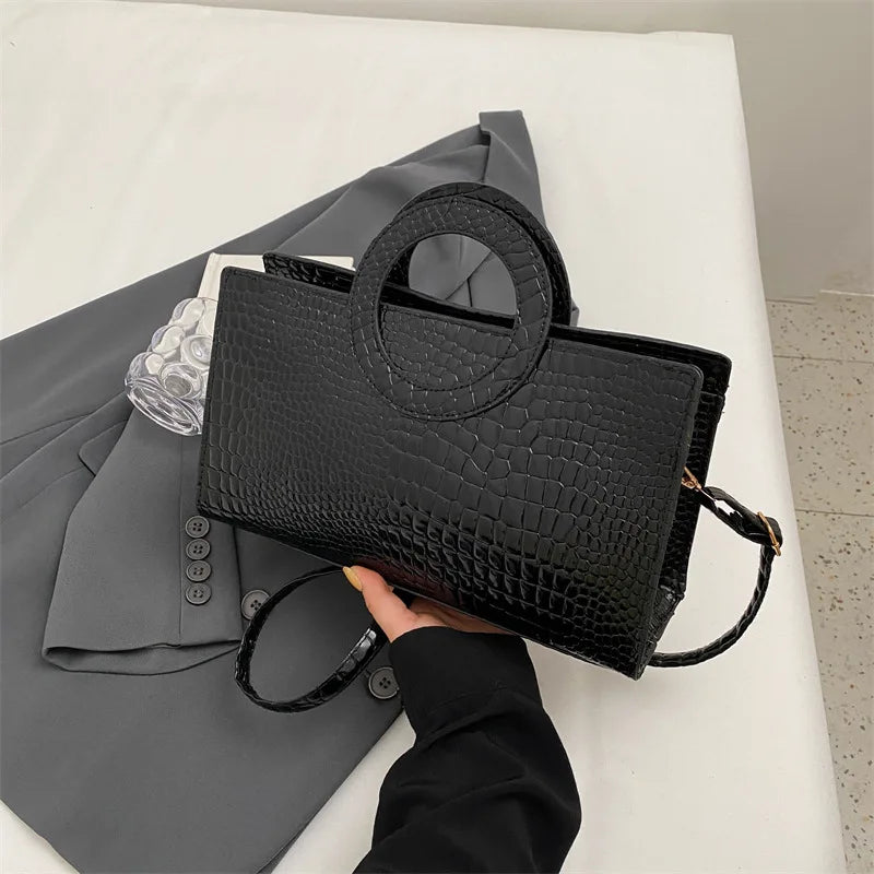 Luxury Crocodile Pattern Designer PU Leather Crossbody Shoulder Bag