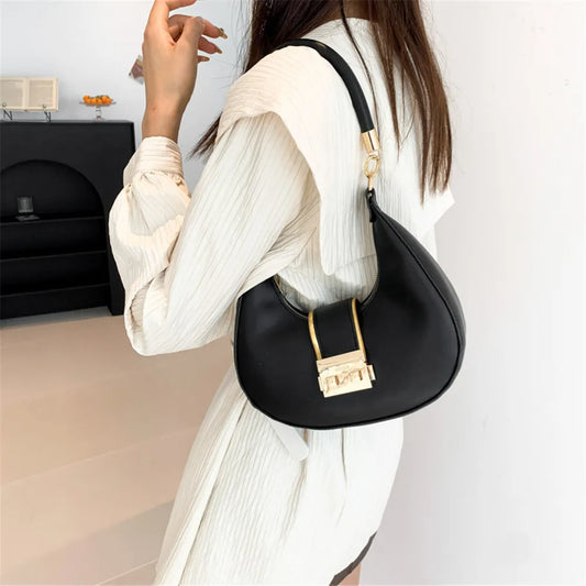 Women's Vintage Shoulder Bag - Simple Commuting Underarm Crescent Saddle Handbag