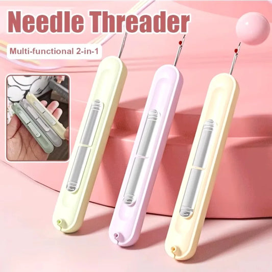 Needlework Threading Needle Threader Embroidery Cross Stitch Double Head Picking Thread Remover DIY Sewing Accessories 2in1