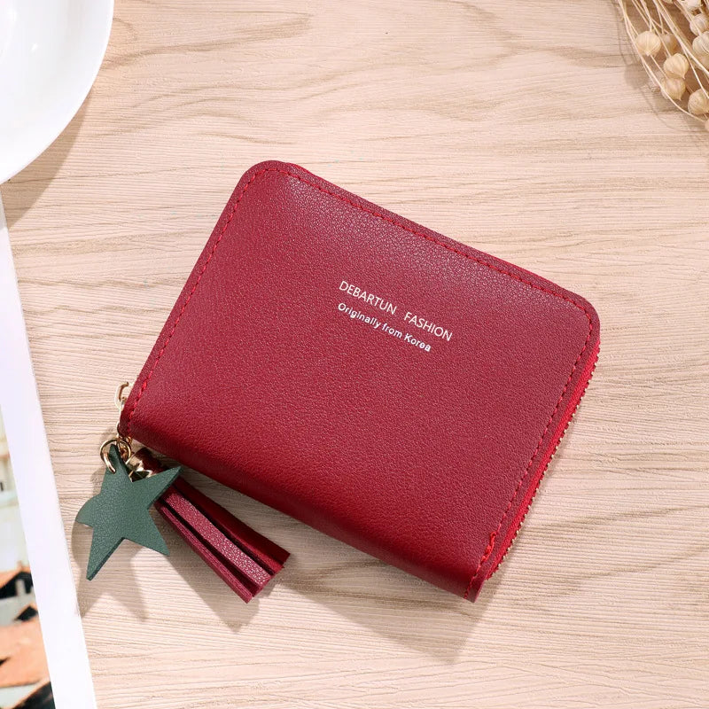 Women Small Wallet Ladies Mini Tassel Wallet Cute Girl Short Zipper Lovely Pu Leather Coin Purse Female Hand Wallet Purse