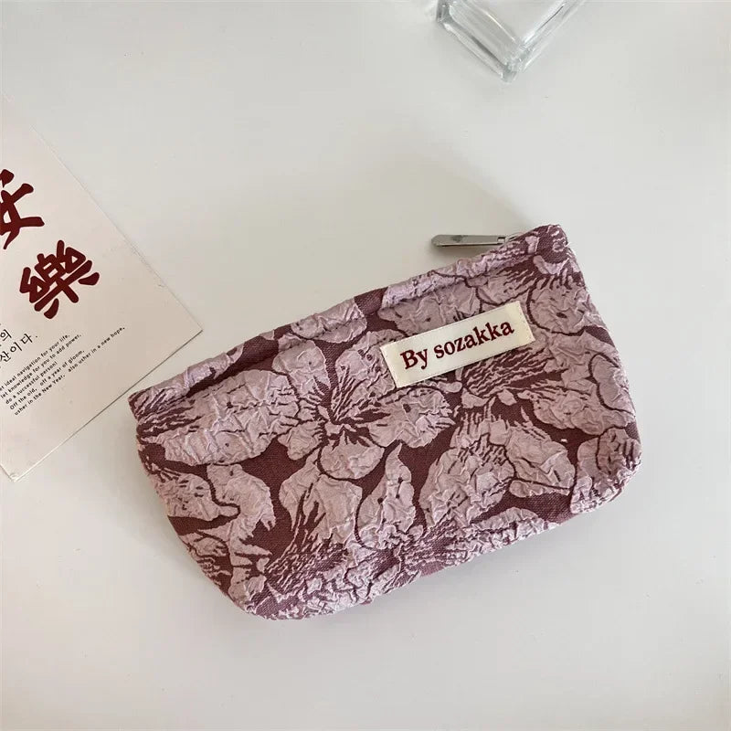 New Korean Women Floral Makeup Bags Cosmetic Bag Organizer Pouch Travel Make Up Toiletry Bag Canvas Beauty Case Pencil Case