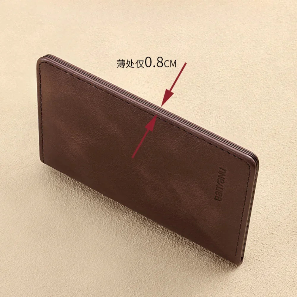 Genuine Leather Rfid Wallet for Men Slim Vertical Wallets Black Thin Short ID Credit Card Holder Minimalist Men's Blue Money Bag