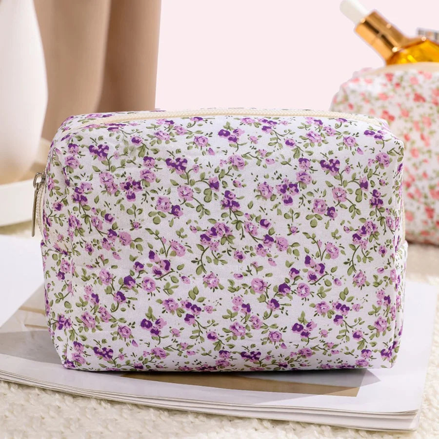 New Floral Ladies Travel Storage Bag Retro Flower Women's Cosmetic Bags Cute Girls Pencil Case Makeup Bag Handbags