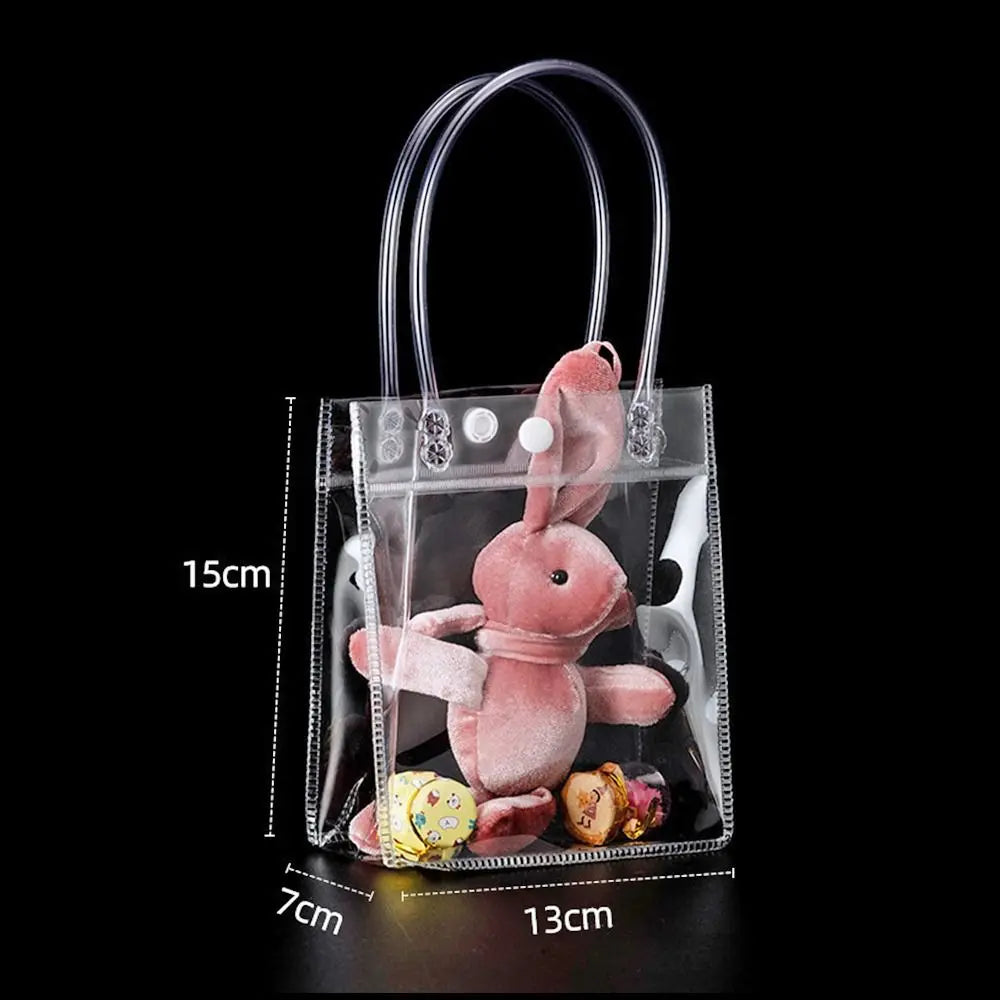 Durable Transparent PVC Handbag Large Capacity Multi-purpose Candy Bag Plastic Gift Jelly Bag Outing Travel Hiking Bag