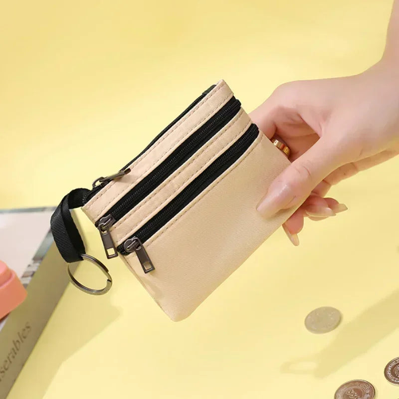 Canvas Mini Coin Purse Simple Zipper Kid Storage Pouch Money Pocket Solid Color Coin Key Bag Women Men Cute Wallet Mini Purse