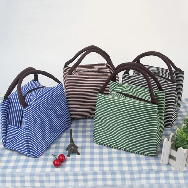 Hot Sale Stripe Women's Kids Lunch Bag Waterproof Insulated Picnic Food Storage Container Thermal Handbag Cooler Bag