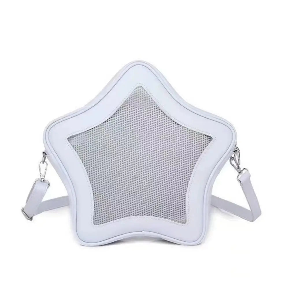 Star-Shaped Large Capacity Kawaii Waterproof Schoolbag with Transparent Front Pocket Crossbody Bag