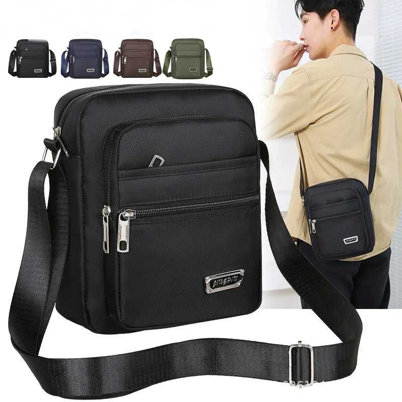 Men's Bag Korea Japan Waterproof Oxford Cloth Shoulder Square Bag Multi Space Messenger Crossbody Bag Mobile Phone Bag