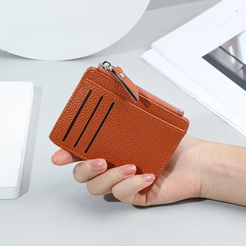 Fashion Mini ID Card Holders Bags Men/Women Business Credit Card Holder PU Leather Slim Bank Card Case Organizer Wallet Zipper