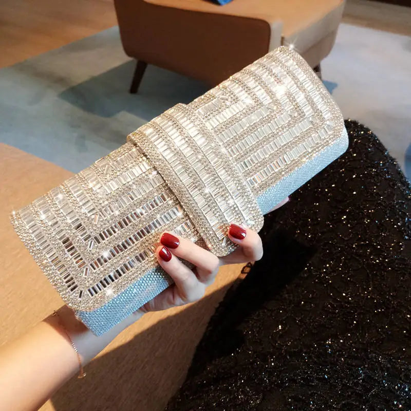 Water Diamond Sparkling Women's Chain Dinner Handbag Underwarm Chain Handbag for Dinner