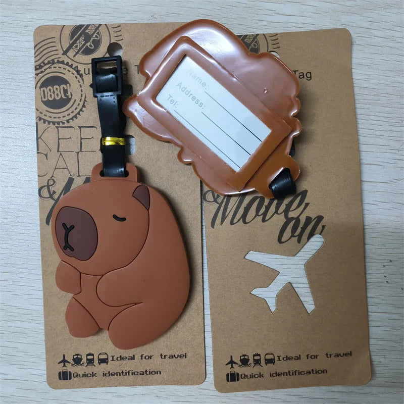 Hot On Sale Cute Capybara Luggage Tag Silica Gel Suitcase ID Addres Holder Women Men Baggage Boarding Tag Portable Label