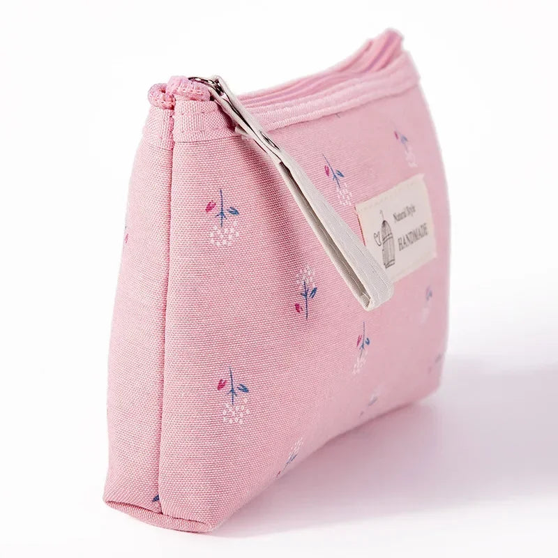 Women Floral Small Cosmetic Bag Makeup Bag Travel Neceser Storage Organizer Zipper Toiletry Wash Make Up Bags Purse Pouch