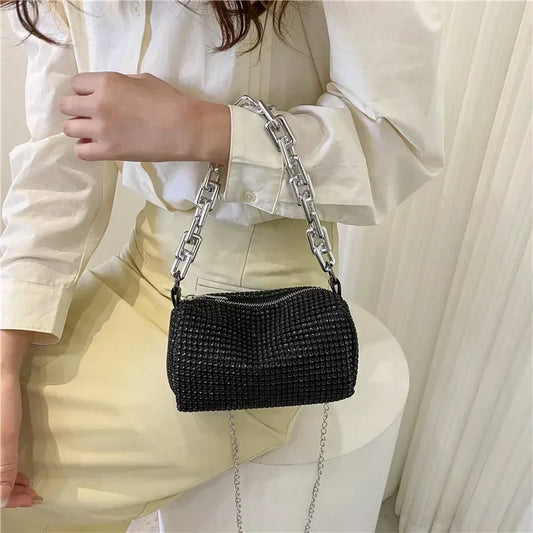 Bling Diamond Crossbody Messenger Bags for Women - Luxury Fashion Travel Shoulder Handbags Purses