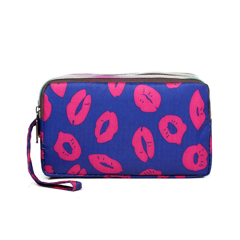 Fashion Flower Print Wallet For Women Three Layer High-capacity Mobile Phone Bag Portable Handheld Bag Mini Key Bag Clutch Bag