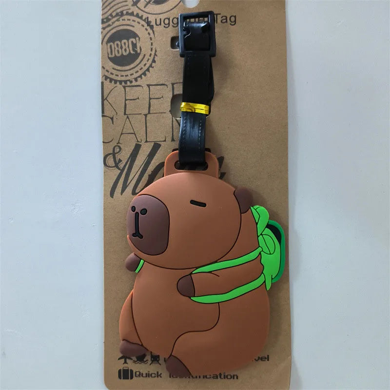 Hot On Sale Cute Capybara Luggage Tag Silica Gel Suitcase ID Addres Holder Women Men Baggage Boarding Tag Portable Label