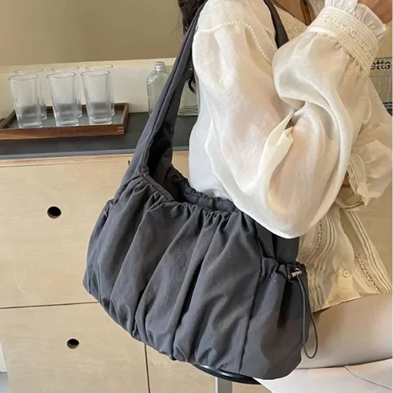 Nylon Cloth Bag Women Tote Bag Large Capacity Summer 2025 New All-Match Ins One-Shoulder College Student Class Bag Lady Handbag