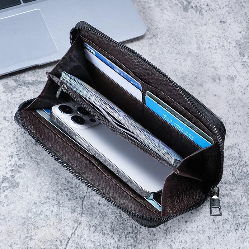 Men Long Wallet Large Capacity Multiple Card Slots Canvas Zippered Purse Business Handbag Card Holder Wallet Purses for Women