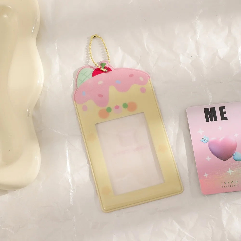 Cute Card Holder PVC Cartoon Photo Card Protective Case Card Display Pendant Card Holder Keychain Organiser's Card