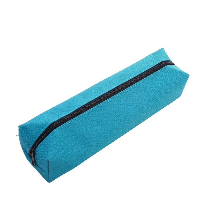 Small Solid Color Simple Zipper Kawai Pencil Case Mini Pen Bags for School Office Suppliers