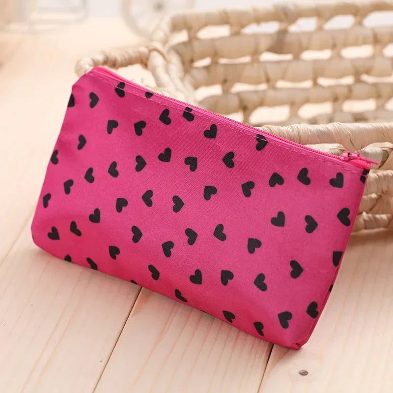 Girl Cosmetic Bag Heart Print MakeUp Bag Toiletries Organizer Wash Storage Makeup Bag Organizer Beauty Case