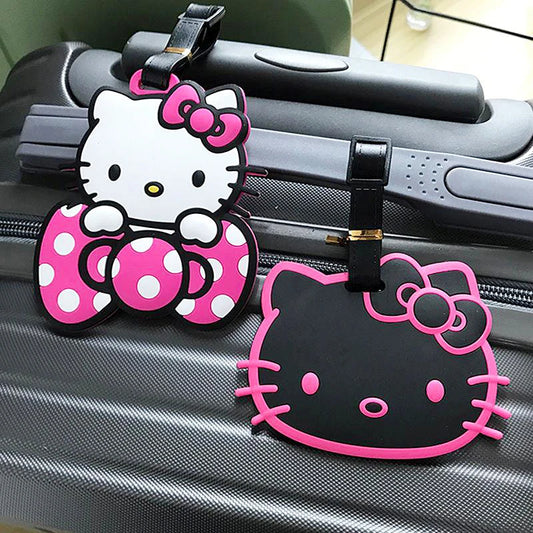 New Hello Kitty Luggage Tag Women Bag Pendant Cartoon Silica gel Baggage Tags Portable ID Address Holder Boarding Luggage Label