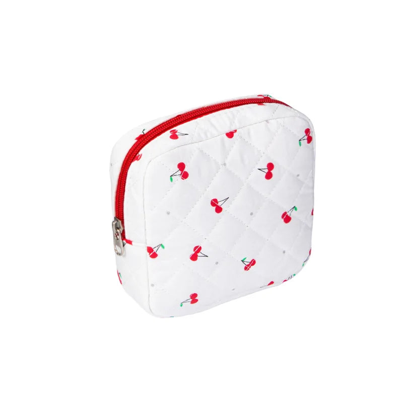 Bow Floral Women's Cosmetic Bags Cute Girls Sanitary Napkin Storage Bag Sanitary Pad Pouch Small Cosmetic Organizer Makeup Bag