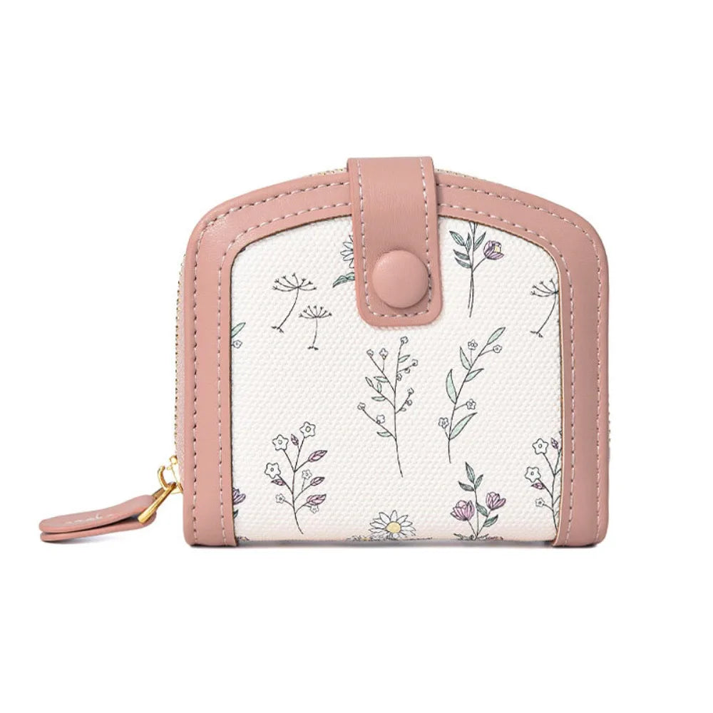 New PU Leather Coin Purse Large Capacity Floral Women Wallets Lightweight Waterproof Money Bag Portable Coin Storage Bag